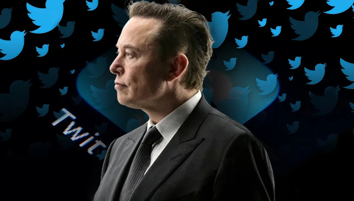 Elon Musk e logo do twitter