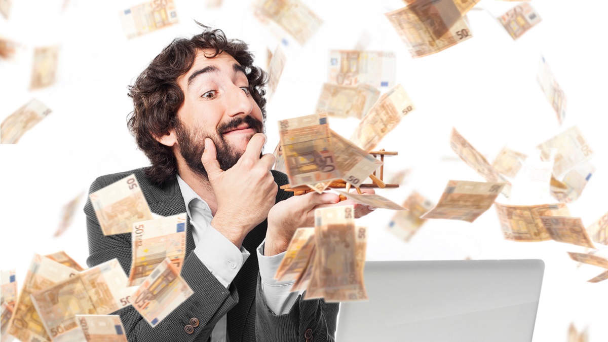 crazy businessman with plane