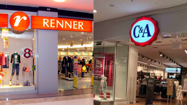 Fachada da Lojas Renner em montagem com fachada da C&A ao lado