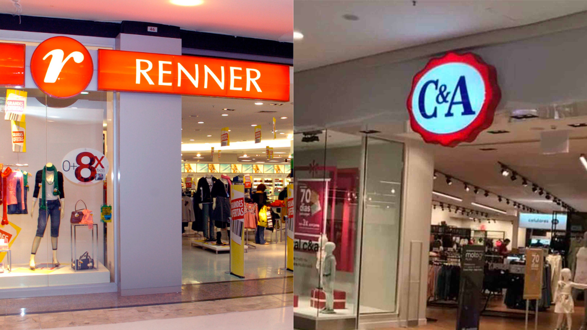 Fachada da Lojas Renner em montagem com fachada da C&A ao lado