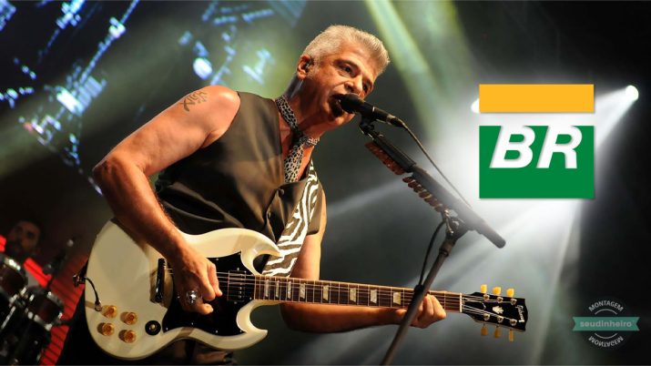 Montagem com o cantor Lulu Santos e o logo da Petrobras