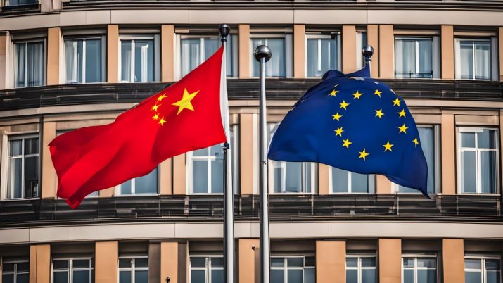 As bandeiras da China e da União Europeia