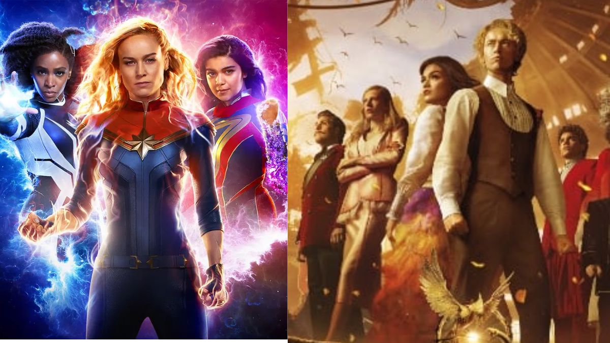 Artes de capa de As Marvels e do novo Jogos Vorazes