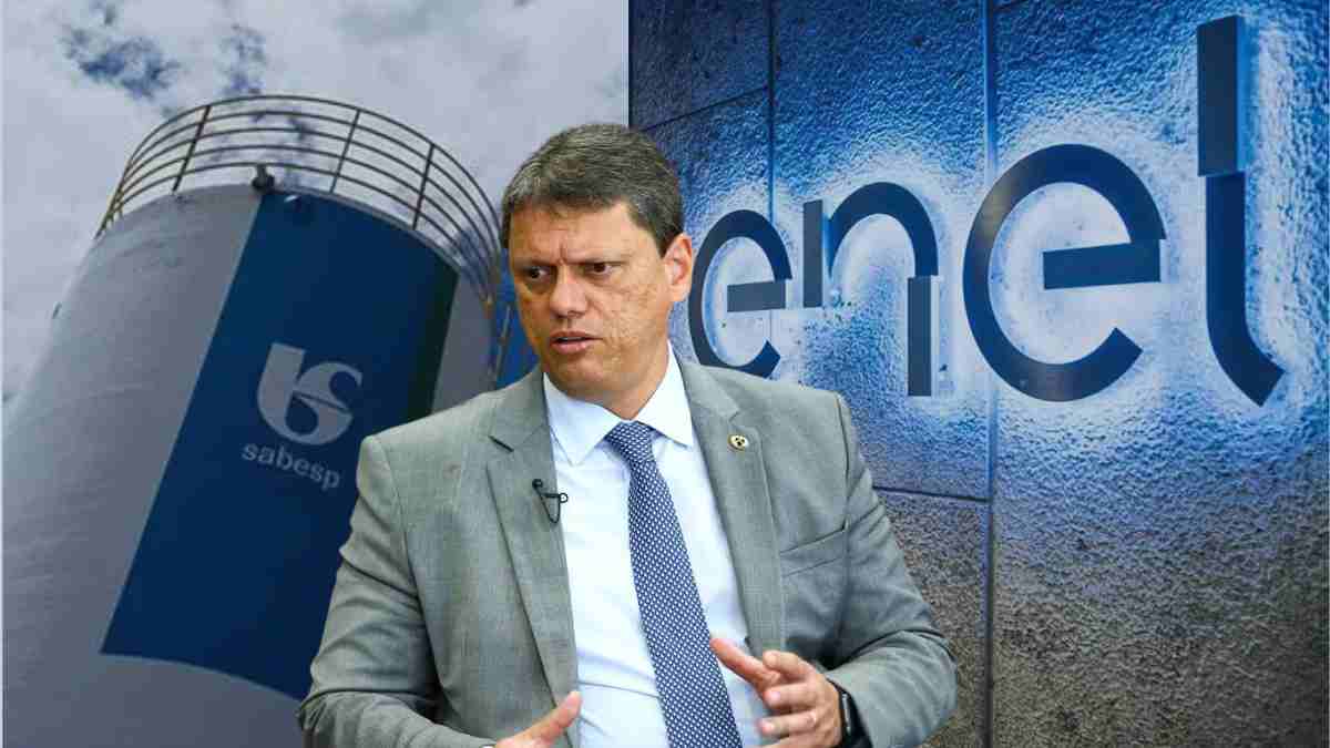 Tarcisio de Freitas, governador de São Paulo, quer aprovar privatização da Sabesp, mas caso Enel pesa