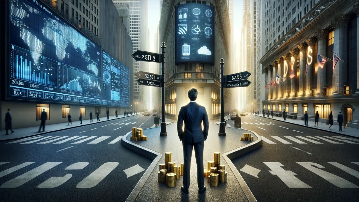 Investidor nos mercados financeiros de Wall Street