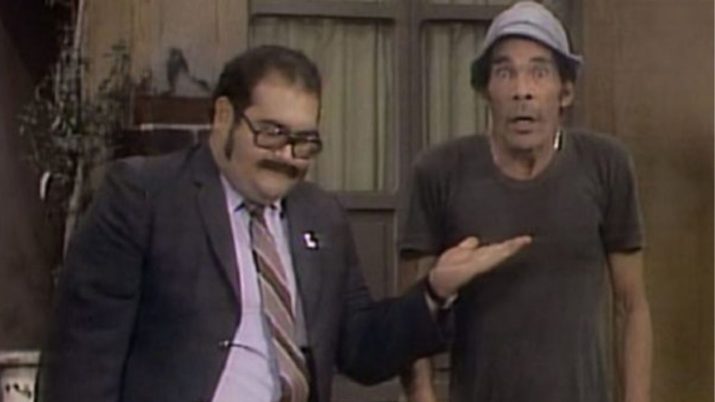 Sr. Barriga cobrando o aluguel do Seu Madruga, na série Chaves