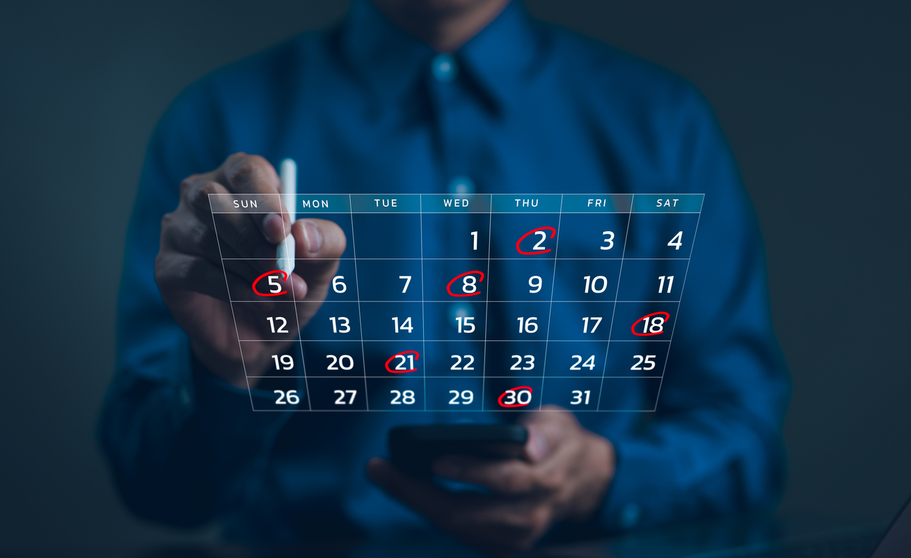 calendário do mercado