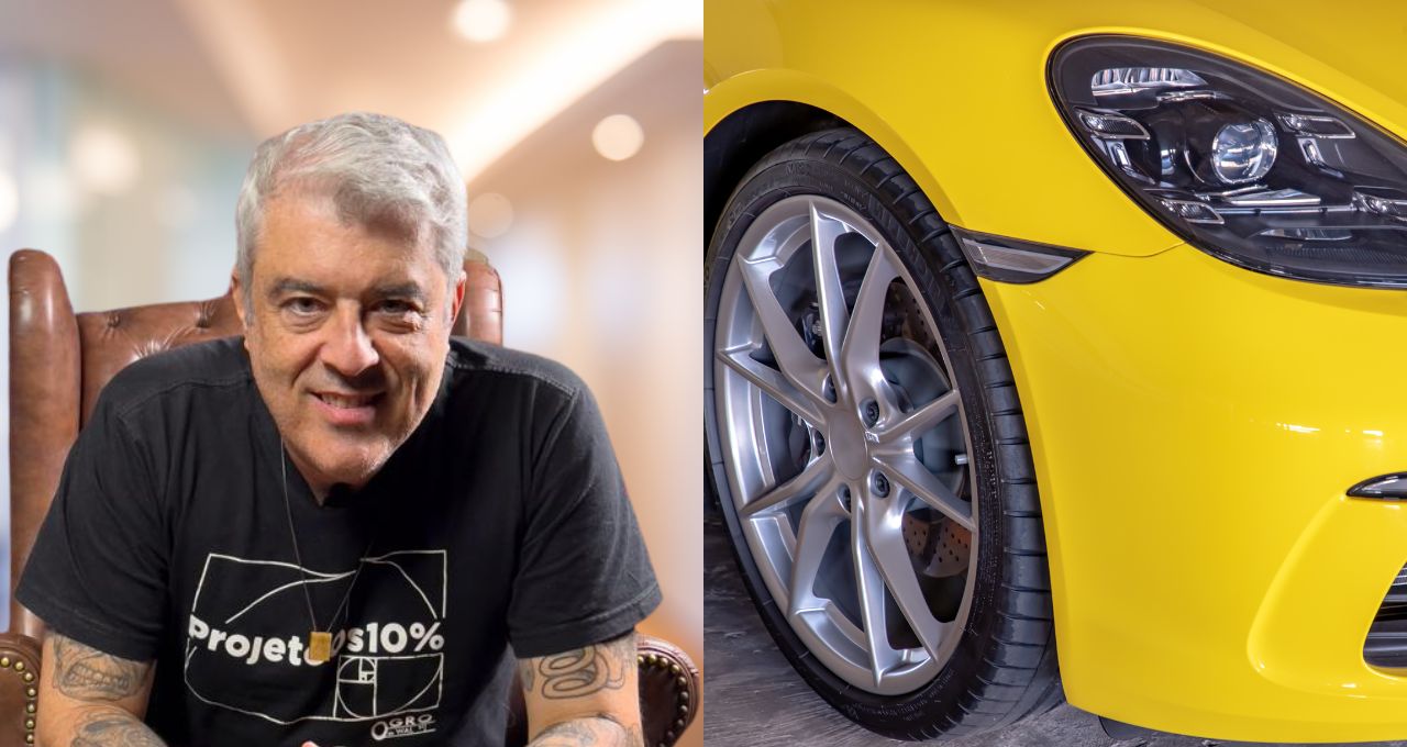 Andre Machado ao lado de carro