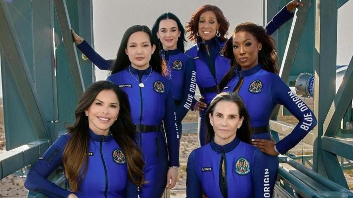 A tripulação feminina da missão da Blue Origin que decola nesta segunda-feira (14)