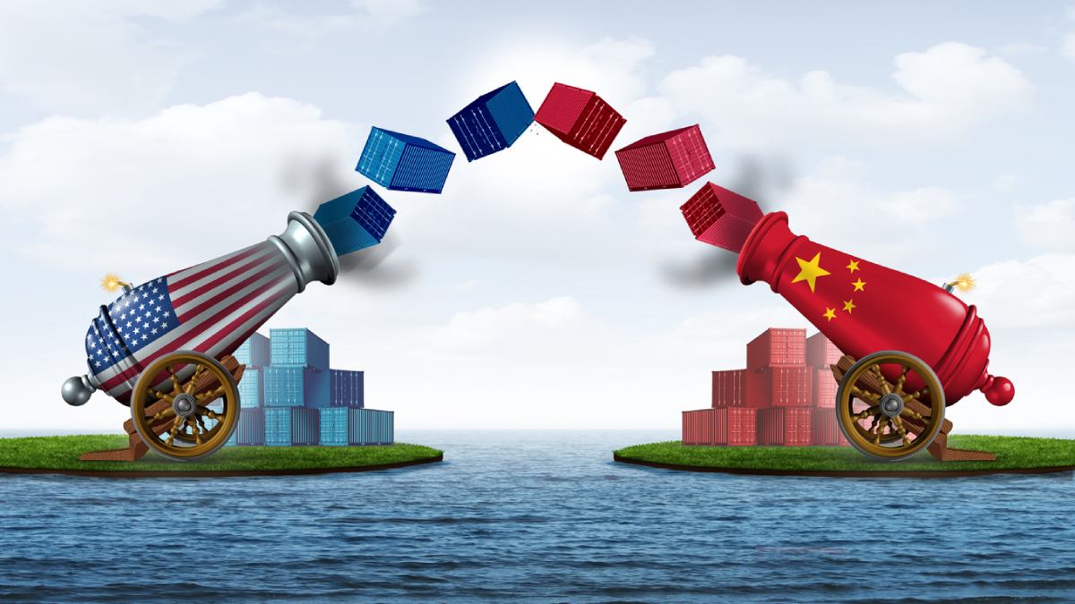 Guerra comercial entre EUA e China.