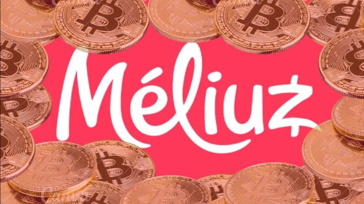 Logo do Méliuz envolto por bitcoins