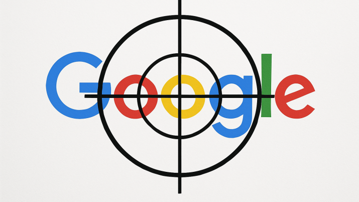 Logotipo do Google sob uma mira