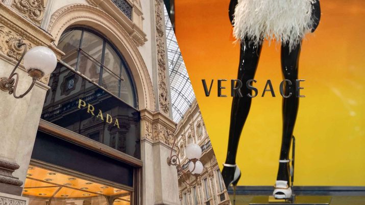 SÓ USO EDITORIAL prada versace compra luxo moda itália europa