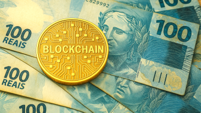 Dinheiro - reais - associado à blockchain