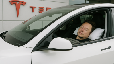 Elon Musk Dormindo em Tesla_simple_compose_01k0q557vtfpxa1kb5tk7jt7vm