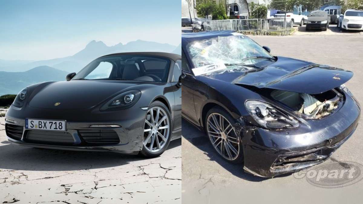 Porsche 718 Cayman 2023 - Divulgação Porsche / Porsche 718 Cayman 2023 em leilão - Divulgação Copart

