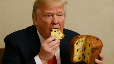 Donald Trump comendo panetone