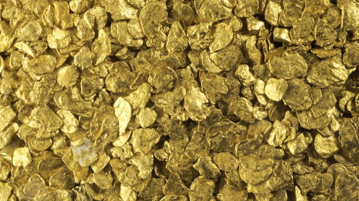 Ouro granulado em grande quantidade