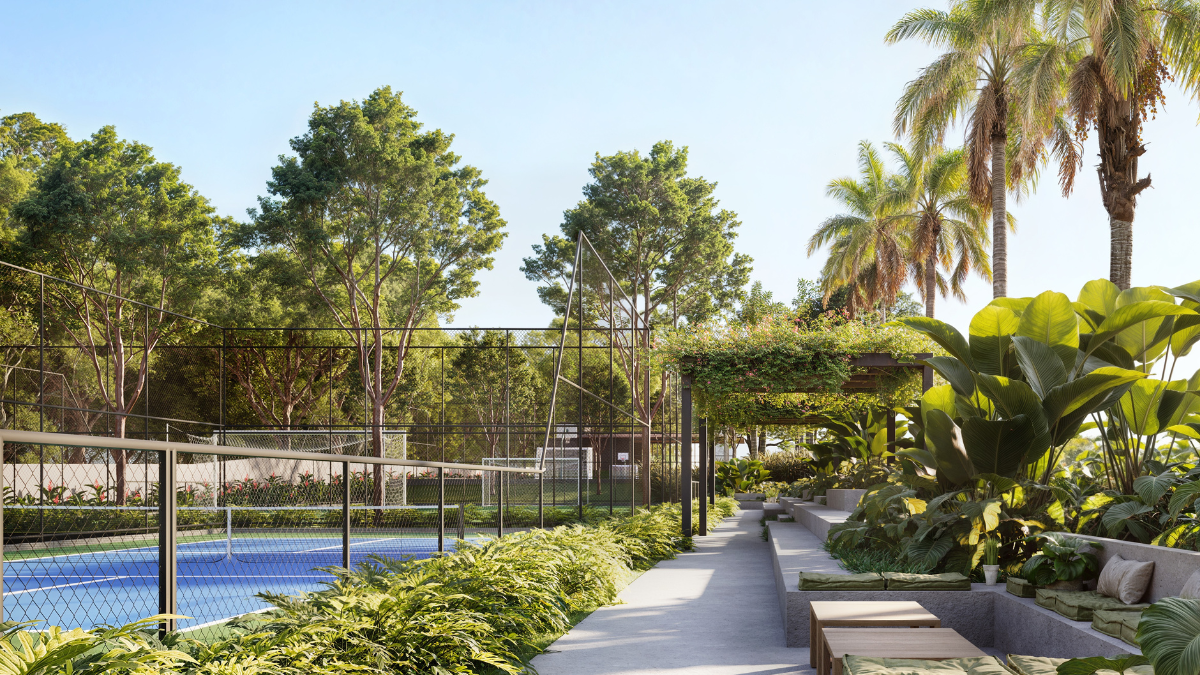 Quadra de pickleball no condomínio Soul Corpal Living Resort, em Campo Grande