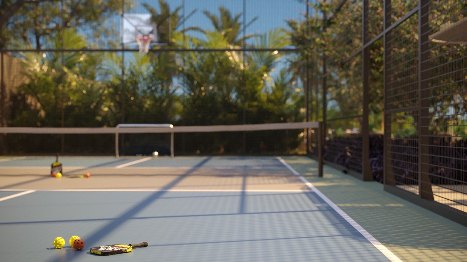 Quadra de pickleball no edifício residencial Casa Jobim, em Curitiba, incorporado pela GT Building