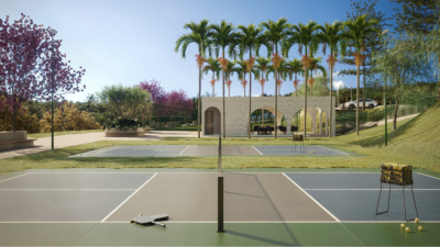 Quadra de pickleball no condomínio Jardins Grécia, na região metropolitana de Goiânia, incorporado pela FGR Incorporações