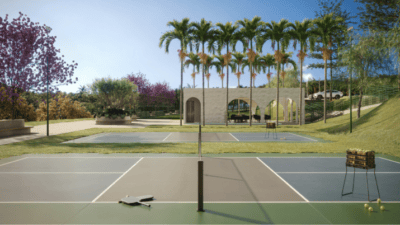Quadra de pickleball no condomínio Jardins Grécia, na região metropolitana de Goiânia, incorporado pela FGR Incorporações