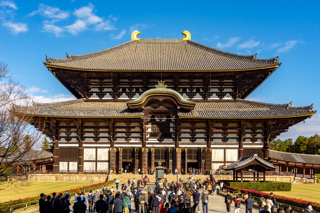 Todai-ji (Grande Templo Oriental), reconhecido como Patrimônio Mundial pela UNESCO, localizado na cidade de Nara, no Japão