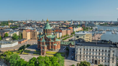 Vista aérea de Helsinque, na Finlândia