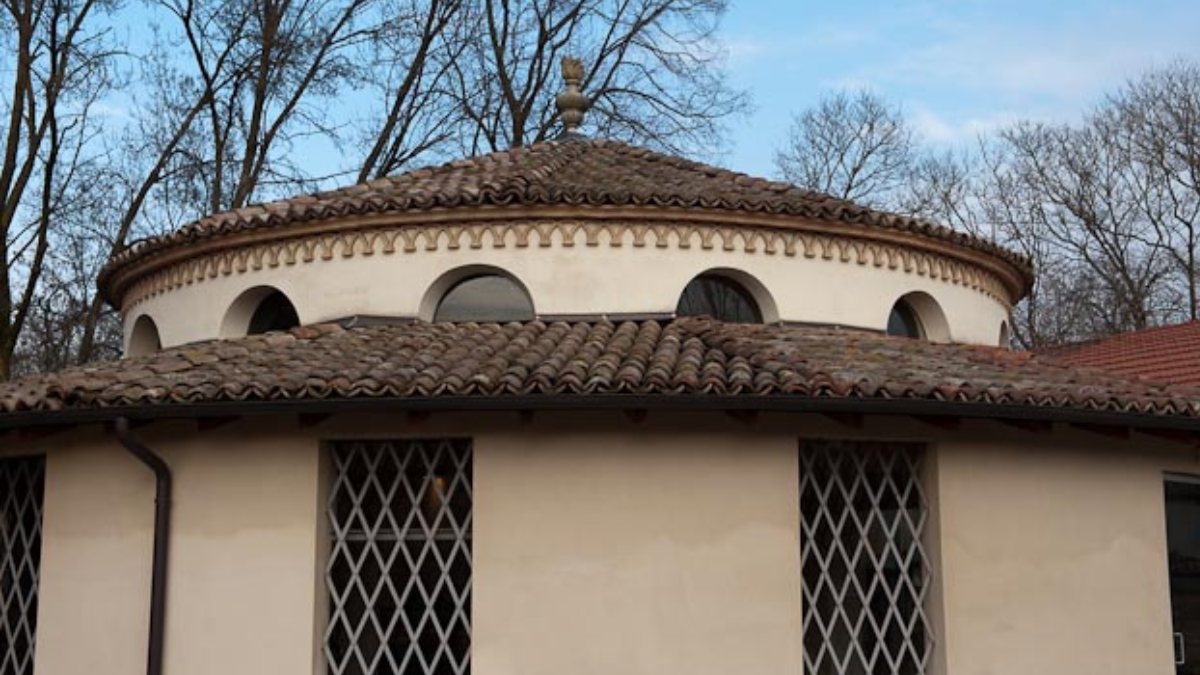 Parte exterior do Museo del Parmigiano Reggiano, em Soragna, na Itália