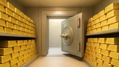 Cofre com barras de ouro