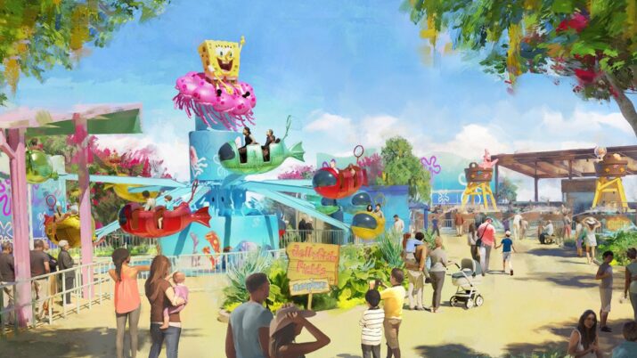 Projeto da área temática Nickelodeon's SpongeBob SquarePants Bikini Bottom, ou então, a Fenda do Biquíni, do Bob Esponja, criado por um artista