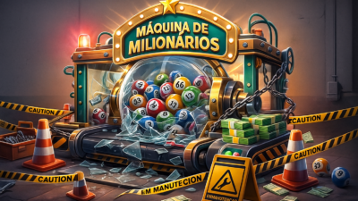 Máquina de milionários das loterias em manutenção.
