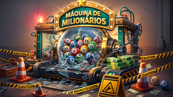 Máquina de milionários das loterias em manutenção.