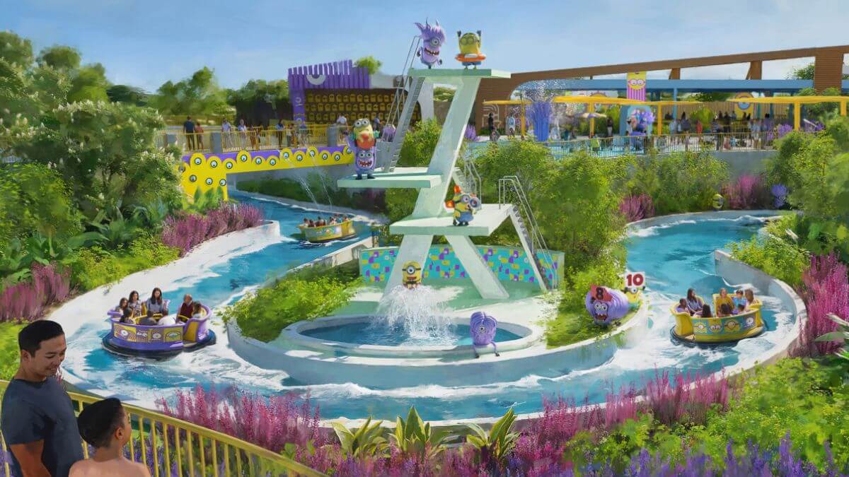 Ná área dos Minions, haverá atrações de aventura secas e aquáticas
