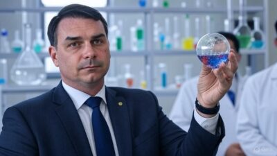 Flavio Bolsonaro em laboratório