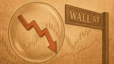 Ilustração de uma bolha especulativa no mercado de ações dos EUA, em Wall Street.