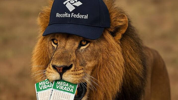 Leão do Imposto de Renda morde bilhetes da Mega da Virada.