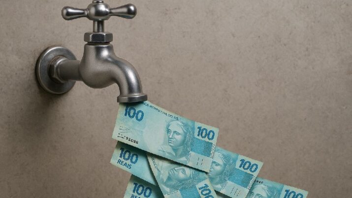 Torneira de dinheiro representando dividendos