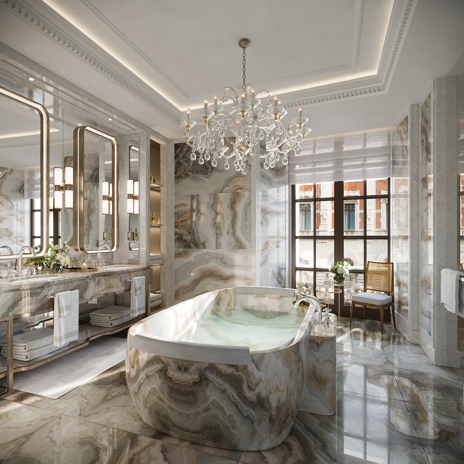 Banheiro de suíte - Imagem: Corinthia Rome
