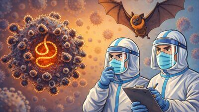 Vírus Nipah. Imagem gerada por IA