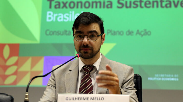 Brasília (DF), 21.09.2023 – Técnicos do Ministério da Fazenda falam sobre o Plano de Ação da Taxonomia Sustentável Brasileira. – Guilherme Mello, Secretário de Política Econômica do SPE. Foto: José Cruz/Agência Brasil