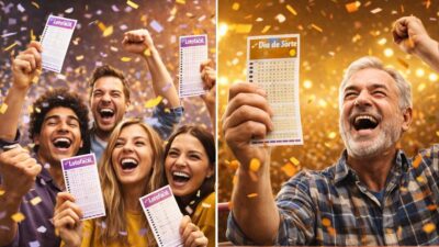 Ganhadores comemoram prêmios da Lotofácil e da Dia de Sorte.