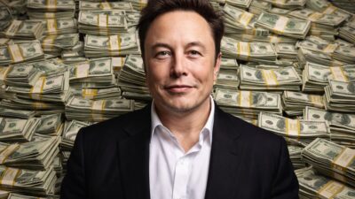 Fortuna de Elon Musk. Imagem gerada por IA
