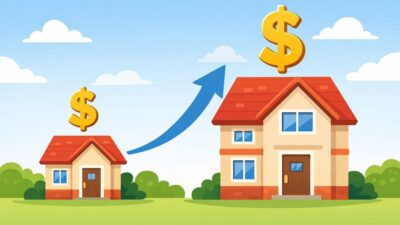 Casas representando aumento do preço de um imóvel