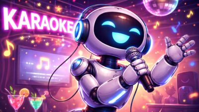 robô inteligência artificial festa karaokê