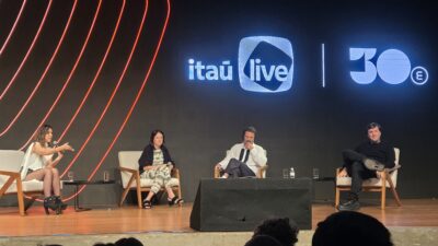 Sarah Oliveira, Juliana Cury, Pepeu Corrêa e Rodrigo Montesano no anúncio do Itaú Live