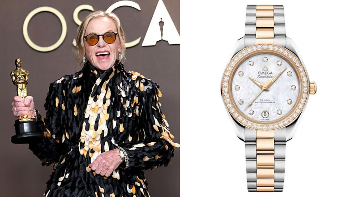 Amy Madigan com Omega Seamaster Aqua Terra 150M - Imagem: Robb Report