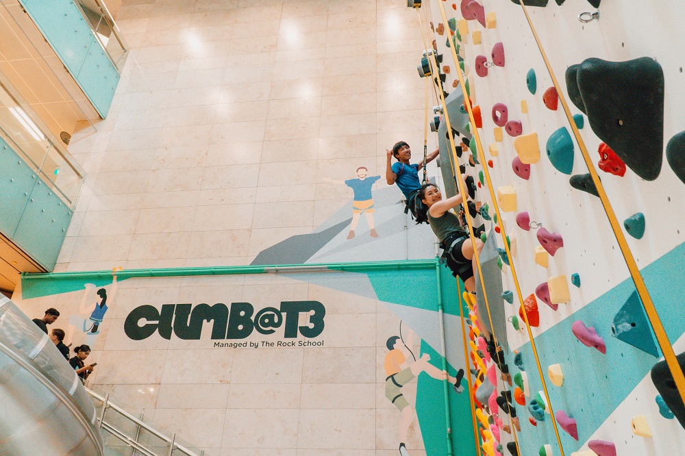Parede de escalada de 8 metros no Terminal 3 do Changi Airport - Imagem: Reprodução