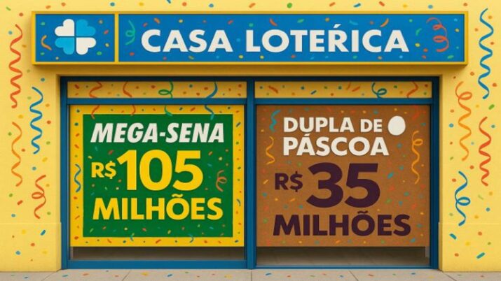 Mega-Sena e Dupla de Páscoa lideram ranking de prêmios das loterias da Caixa.