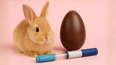 coelhinho, um ovo de páscoa caneta emagrecedora